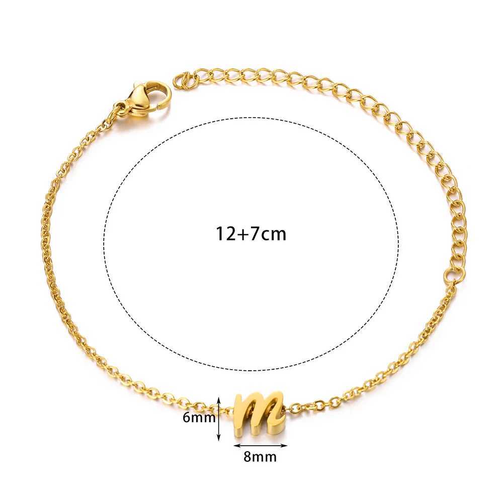 Stainl Steel Cursive 26 Letter Bracelets For Wen Gold Colour Chain Cute Minimsm Bracelet Vintage Fashion Jewelry New InC250408