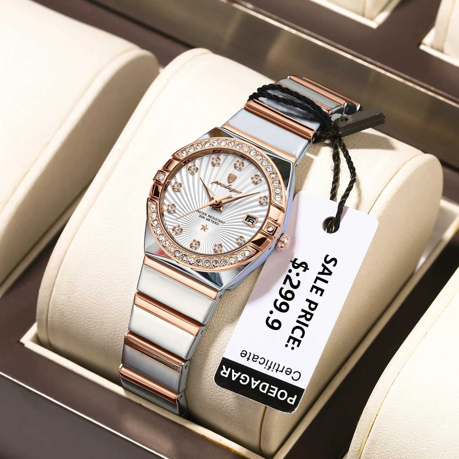 Luxury Diamond Brand Womens Watch Waterproof Ultra Thin Womens Watch Rose Gold Luminous Calendar Quartz Timing Womens Watch 2025T250408