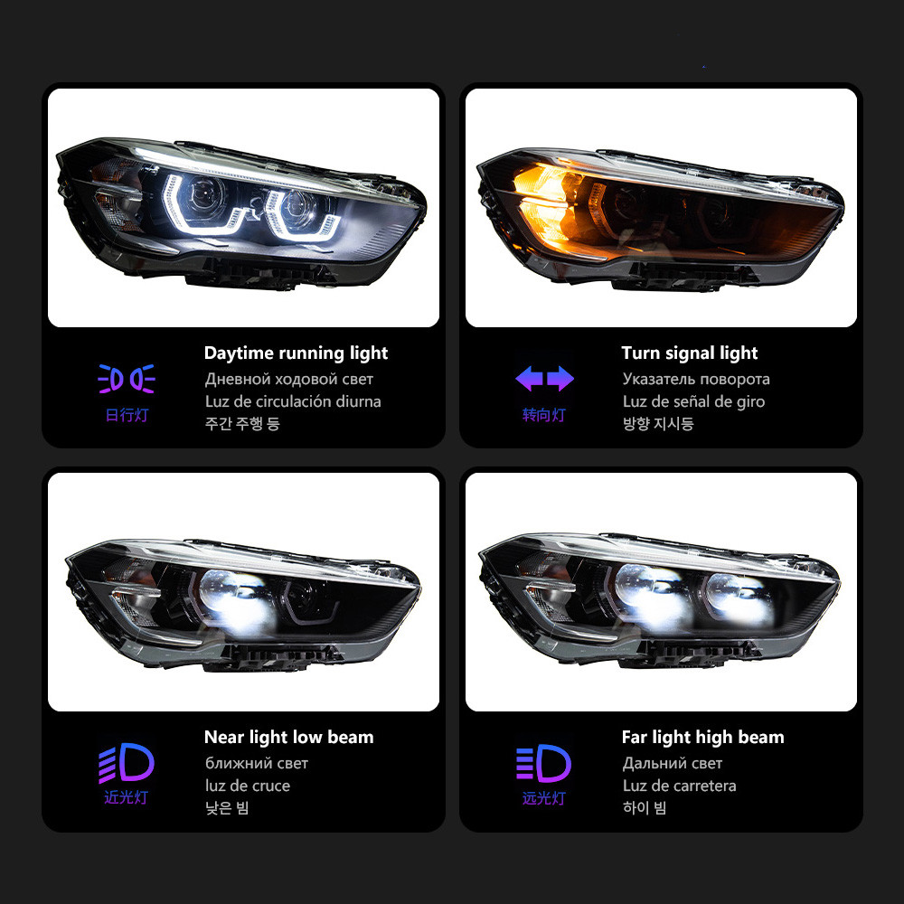 LED Headlights For BMW X1 F48 20 16-20 19 F49 LED Daytime Lights Front Lamp LED Headlight Turn Signal Light