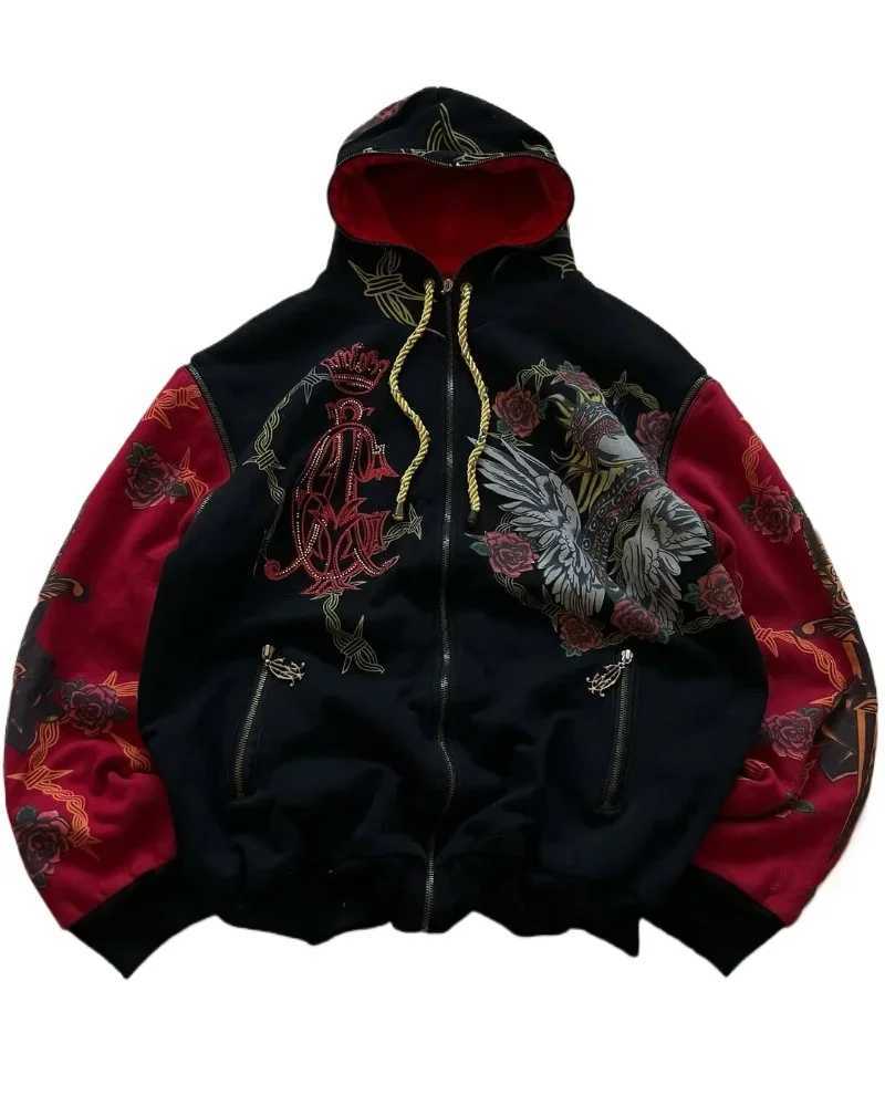 Y2K Retro Style New Fashion Design Trend Zipper Hoodie Hip Hop Harajuku 3D Printed Loose Sweatshirt Couple Casual Punk Hoodie W250408