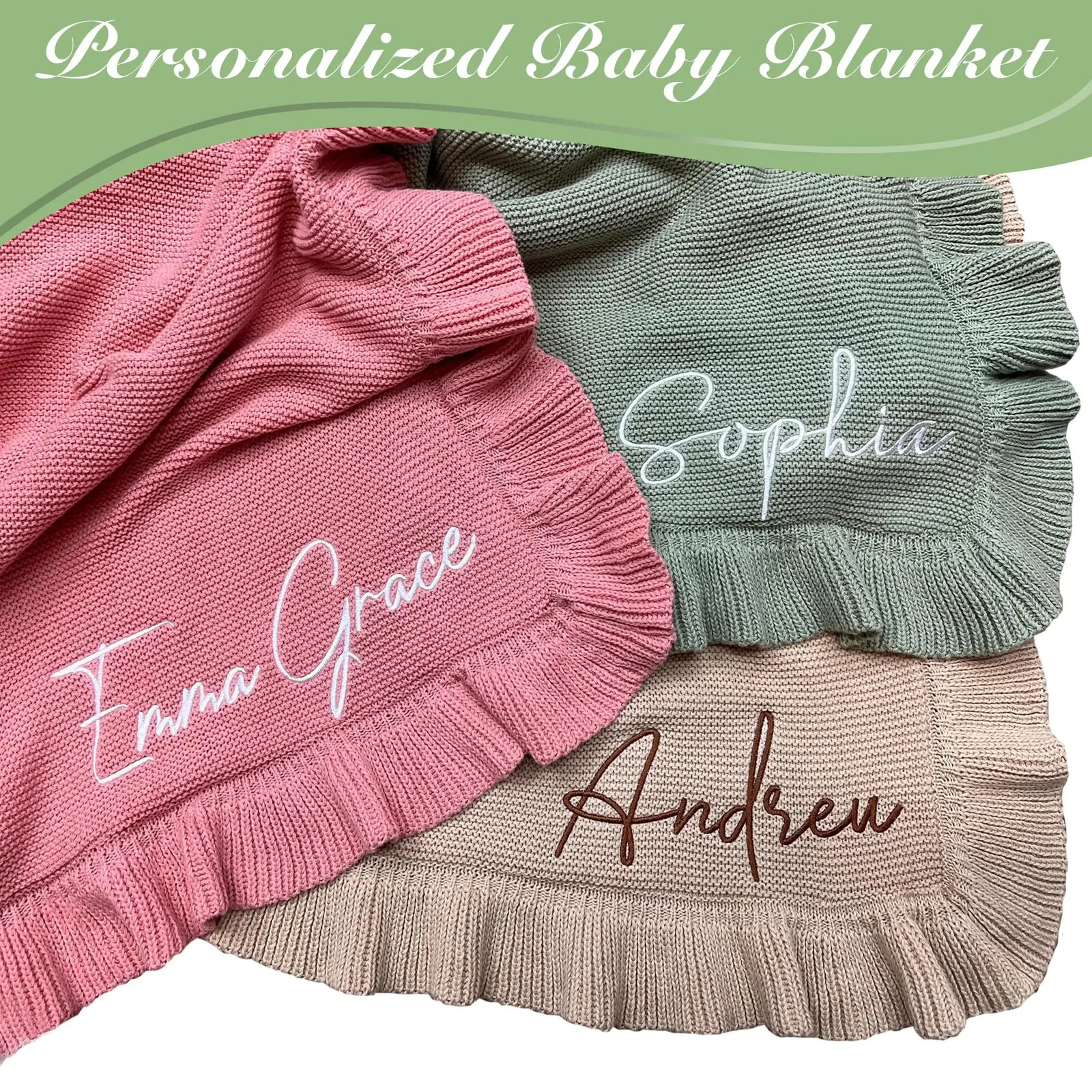 Personalized Baby Blanket Knit Baby Blanket for born Girl and Boy Custom Blanket with Name Embroidery Knited Kids Gifts Jtjd 250408
