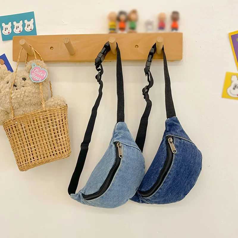 denim waist bag solid fAshion zipper waist bag casual outdoor sports and fitness bag accessories Z250407