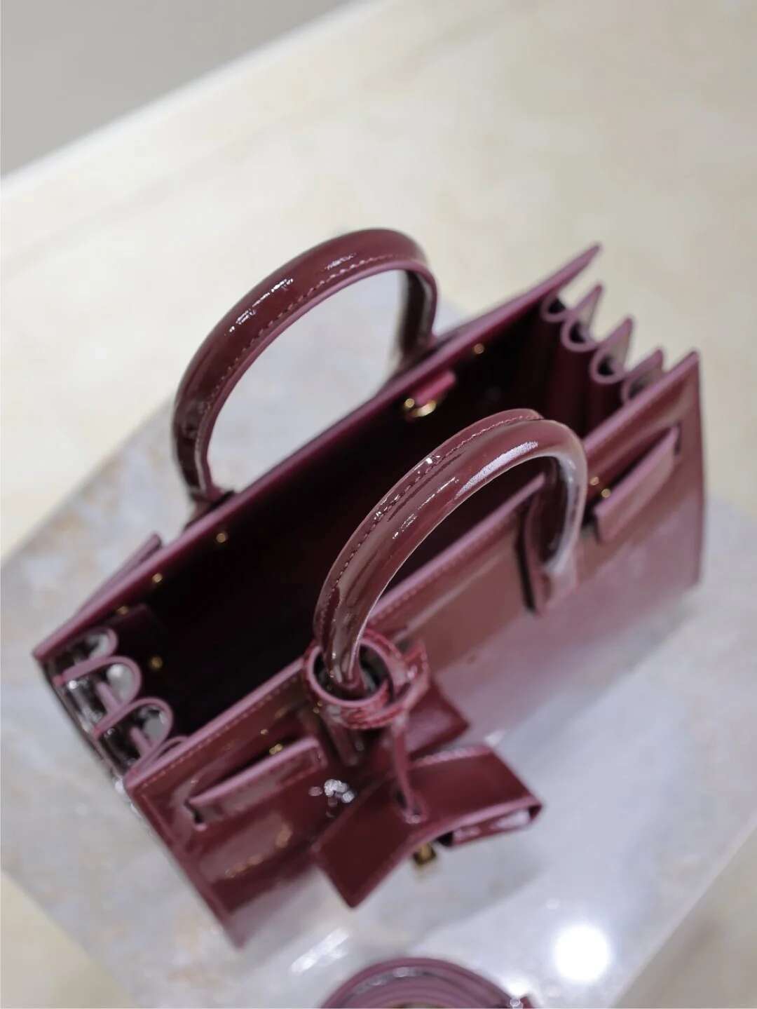 New Organ Handbag Diagonal Cross Shiny Leather Classic Fashionable Women's Bag