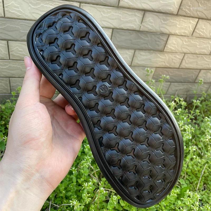 Sandals Summer Men's Casual Thick Bottom Soft Sole Anti-Slip Leather Beach Two-In-One Dry Wedges Platform Slippers hurenlakeshoes hurenlakeshoes