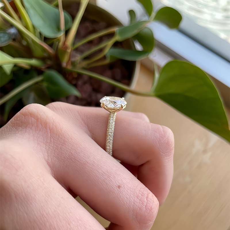 Jewelry Real Gold Womens Engagement Diamond Ring 4.0 Carat Cushion Cut Lab Diamond Gold Ring For Women Three Row Half Pave Wedding
