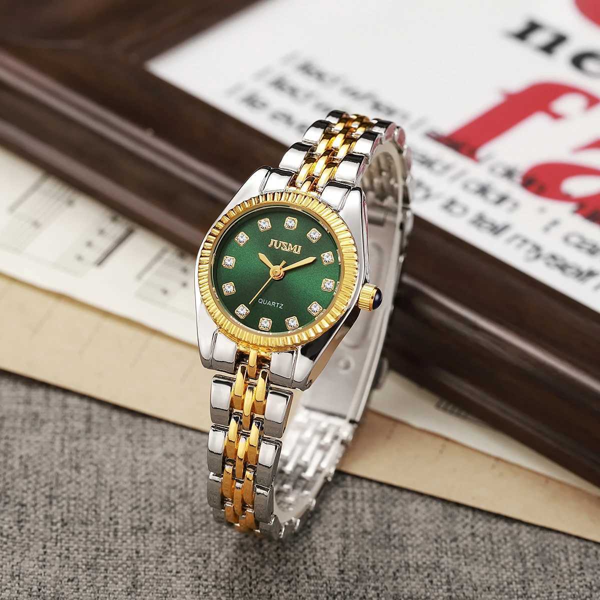 Ladies fashionable temperature small dial aurora watch diamond strap quartz watchT250408