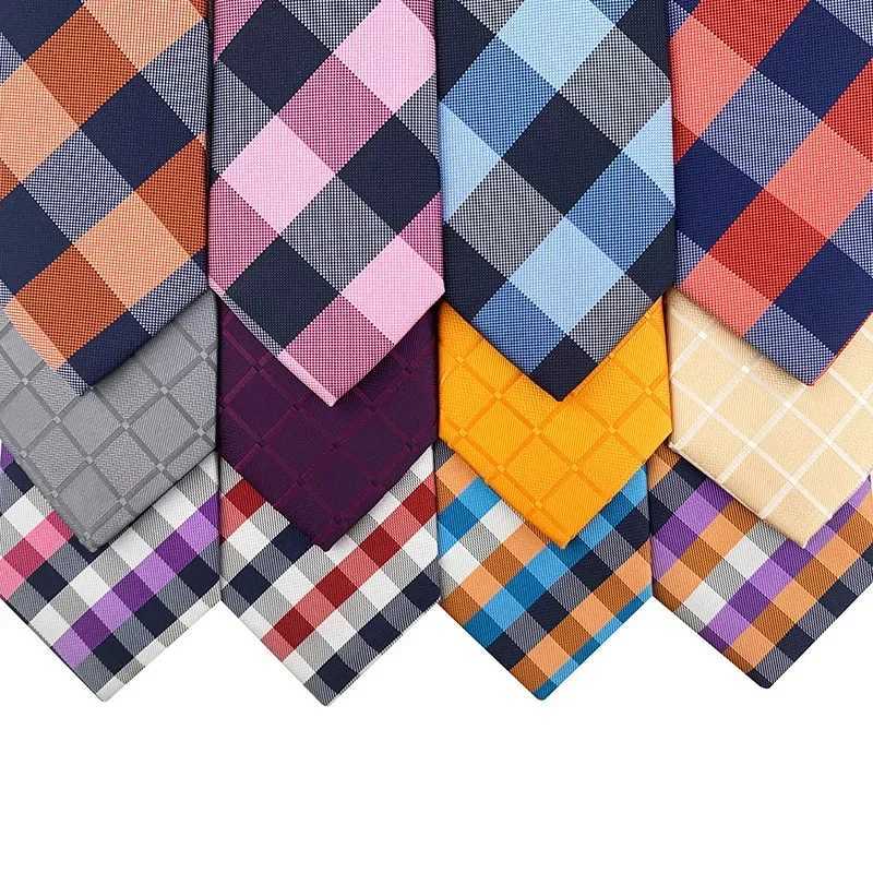 8cm Jacquard Woven Necktie for Men Classic Check Plaid Ties for Wedding Business Suit Gravatas Para Hens Accessories X250407