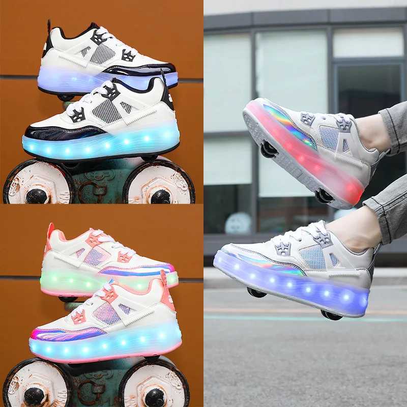 Childrens inflatable lightweight sports shoes for autumn and winter four-wheel running W250407
