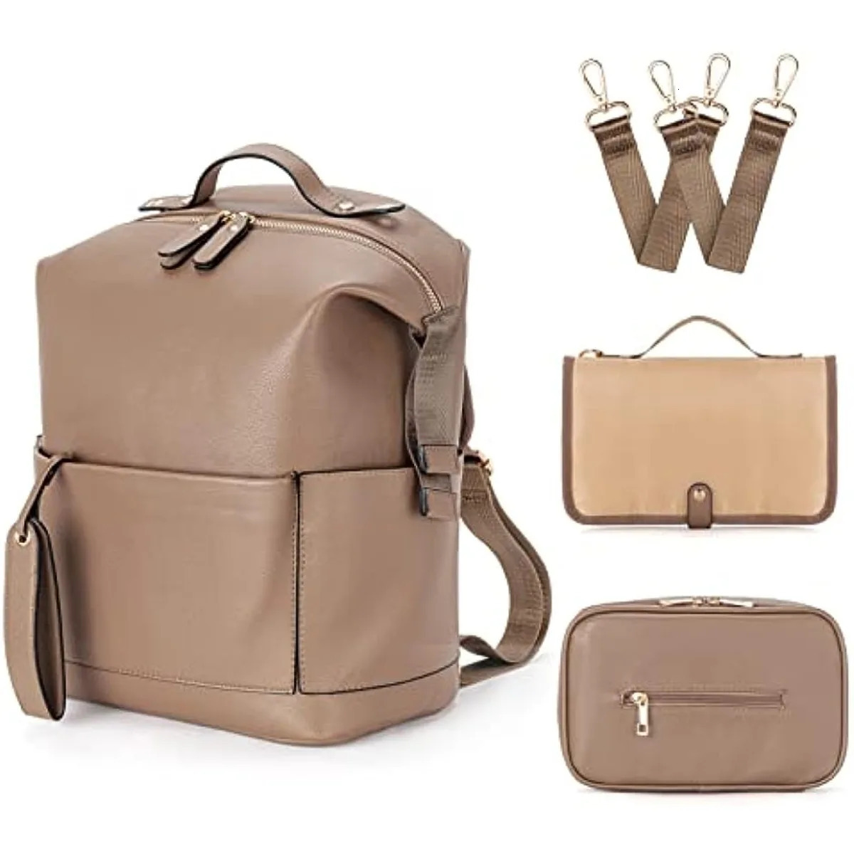 6 Types PU Leather Mommy Bag Large Capacity Backpack for Mom Infant Baby Stroller Bag with Changing Pad for Mom Baby Nursing 250407