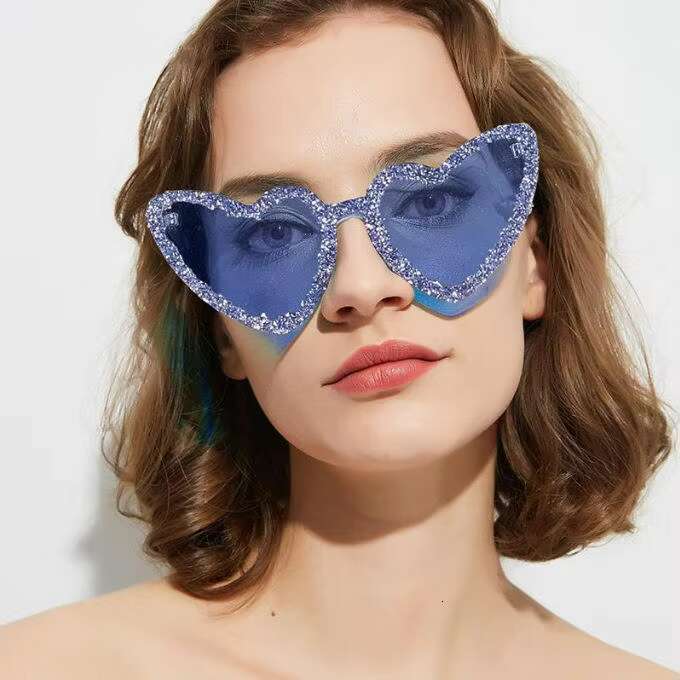 Candy Color Trendy Rhie Sunglasses Integrated Heart Shaped Dia Shades Glasses