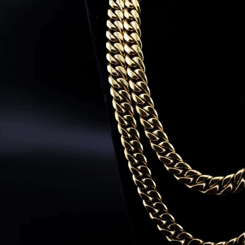 Gold Plated High Quality 6/8/10/12mm Miami Cuban Necklace 925 Sterling Silver Hiphop Cuban Link Chain
