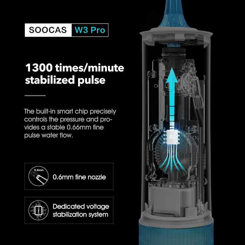 SOOCAS W3 Pro sink cleaner tooth type 4 nozzle cleaner oral irrigator C-type rechargeable cleaner 7-mode detachable water tank M250408