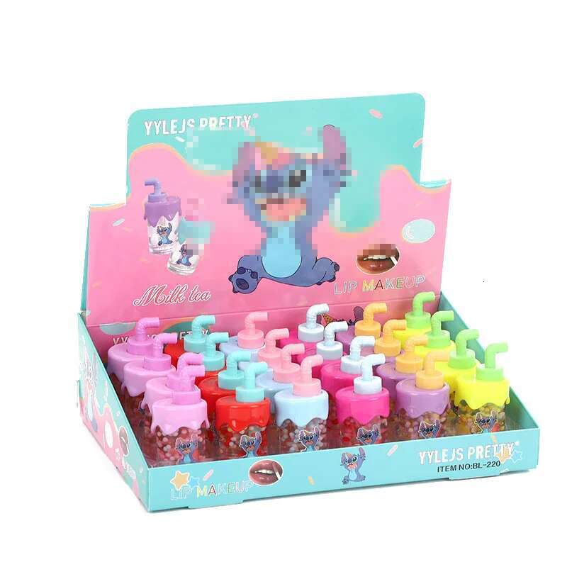 24Pcs Cute Cartoon Fruity Set Party Favors 6 Colors Color Changing Lip Gloss Liquid Lipstick Lips Makeup