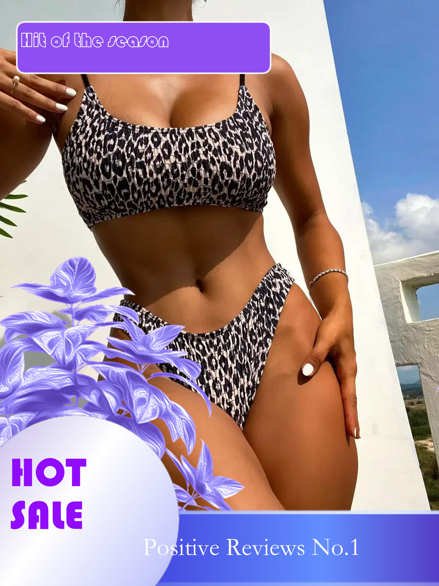 Dongdumaoyi Sexy Black Leopard Print Bikinis Sets Women Halter Push Up Pleate Micro Swimsuit Summer Bathing Suit High Waist Swimwear