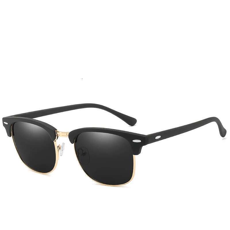 Half Frame Polarized Sunglasses Man Woman Brand Designer Sun Glasses Male Retro Rivet Mirror Eyewear Metal Gafas De Sol