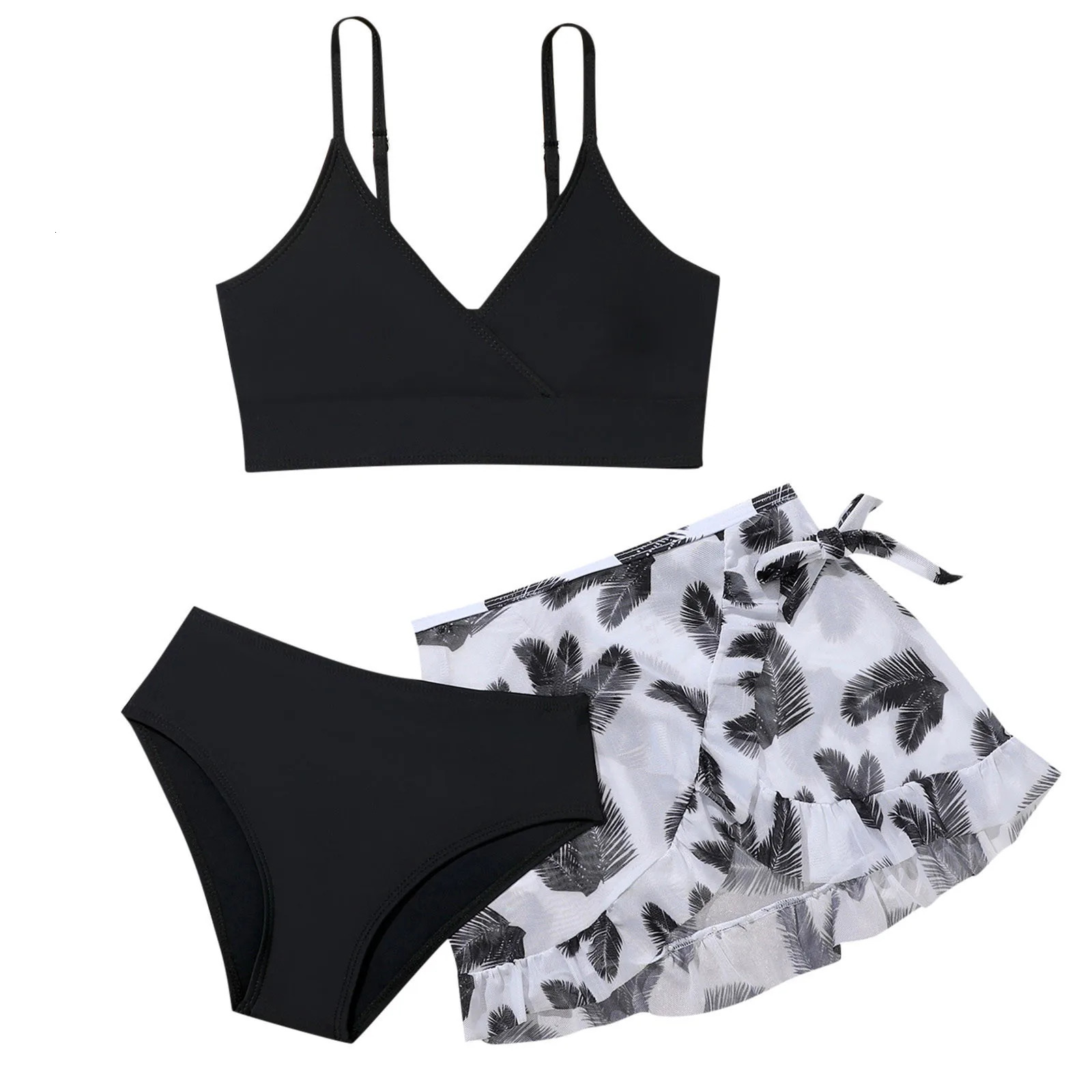 Long Sleeve Swimsuit Toddler Girl Girls 3 Piece Swimsuit Bathing Suit Cute Floral Print Bikini Set With Bathing Suit Girls 11 250407