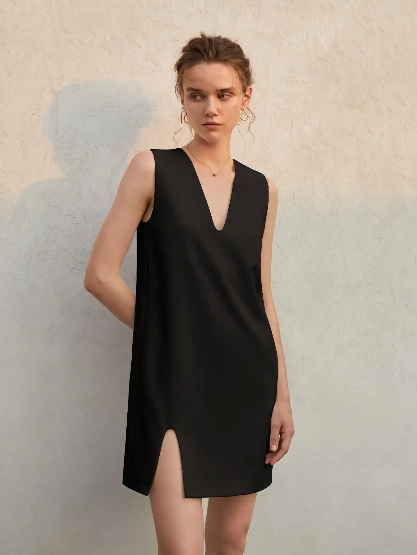 Summer French sleeveless shift dress Womens Haute Couture loose slimming mini sundress 250407