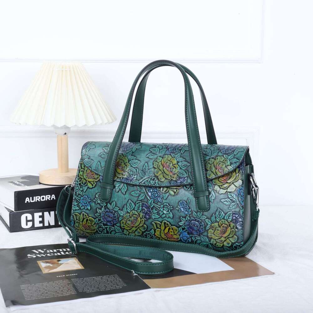 Thinking Ya Women's Carving Series Handbag Middle Aged Mom Bag Blooming Rich Peony Flower New Style