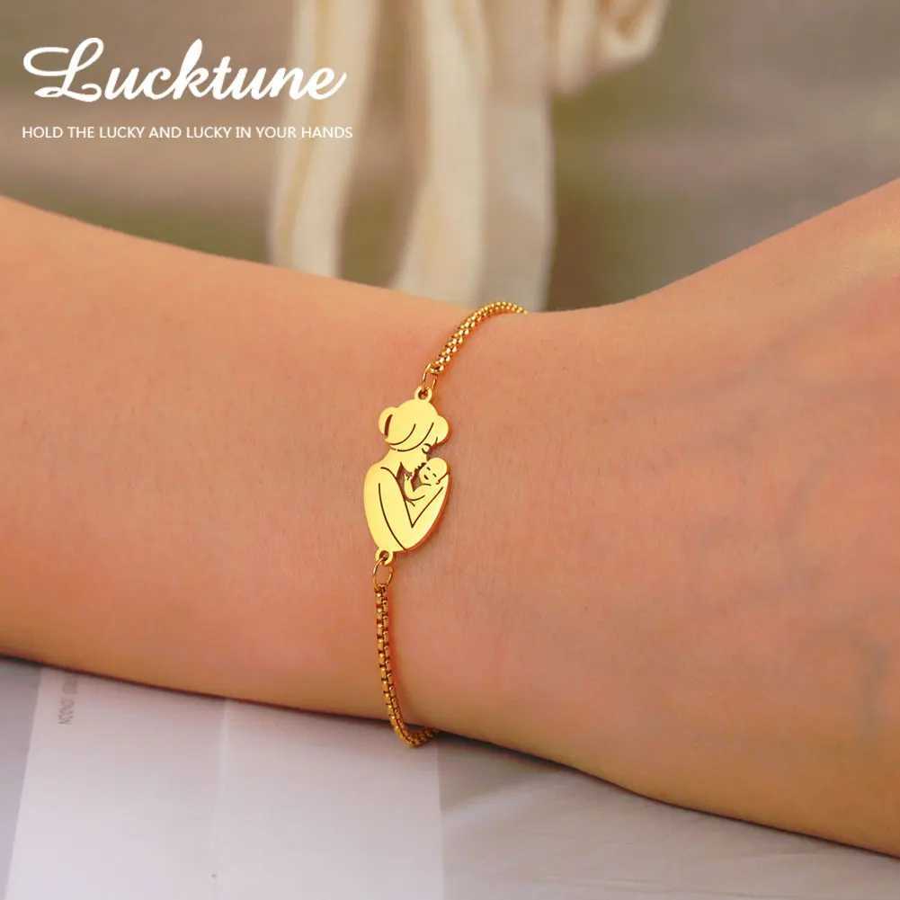 Lucktune M Kid Dad Hpy Family Charms Bracelet for Wen Stainl Steel Adjustable Chain Bracelet Jewelry Mothers Gifts NewC250408