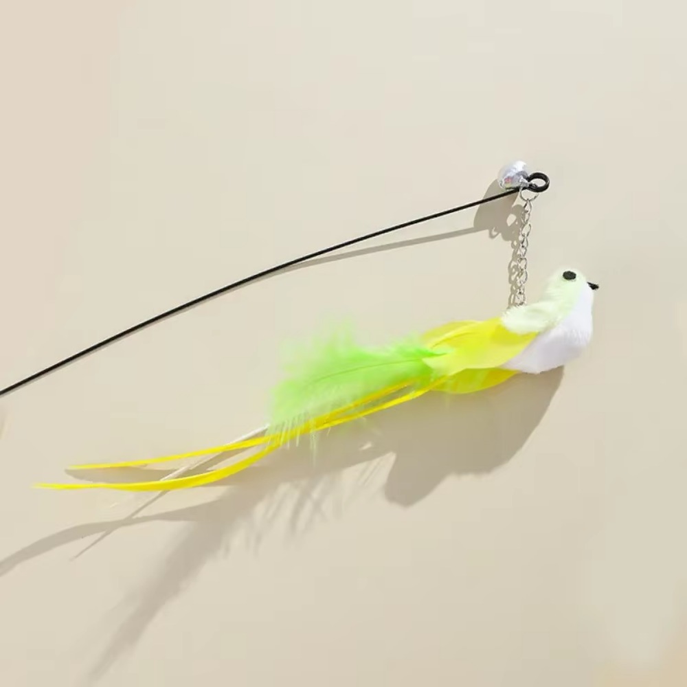 Cat Teasing Stick Telescopic Pole Interactive Simulation Bird Feather Cat Teasing Stick Bell Sound Cat Toy