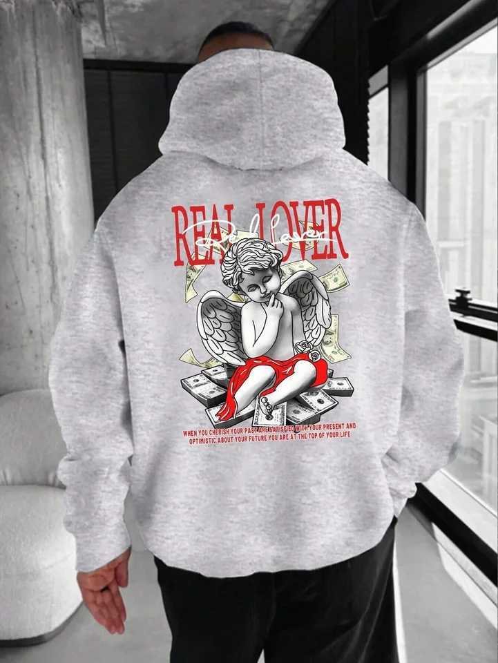True Love Printed Mens Hoodie O-Neck Full Match Loose Comfortable Sweatshirt Fashion Wool Basic Hoodie Autumn Full Match Clothing W250408