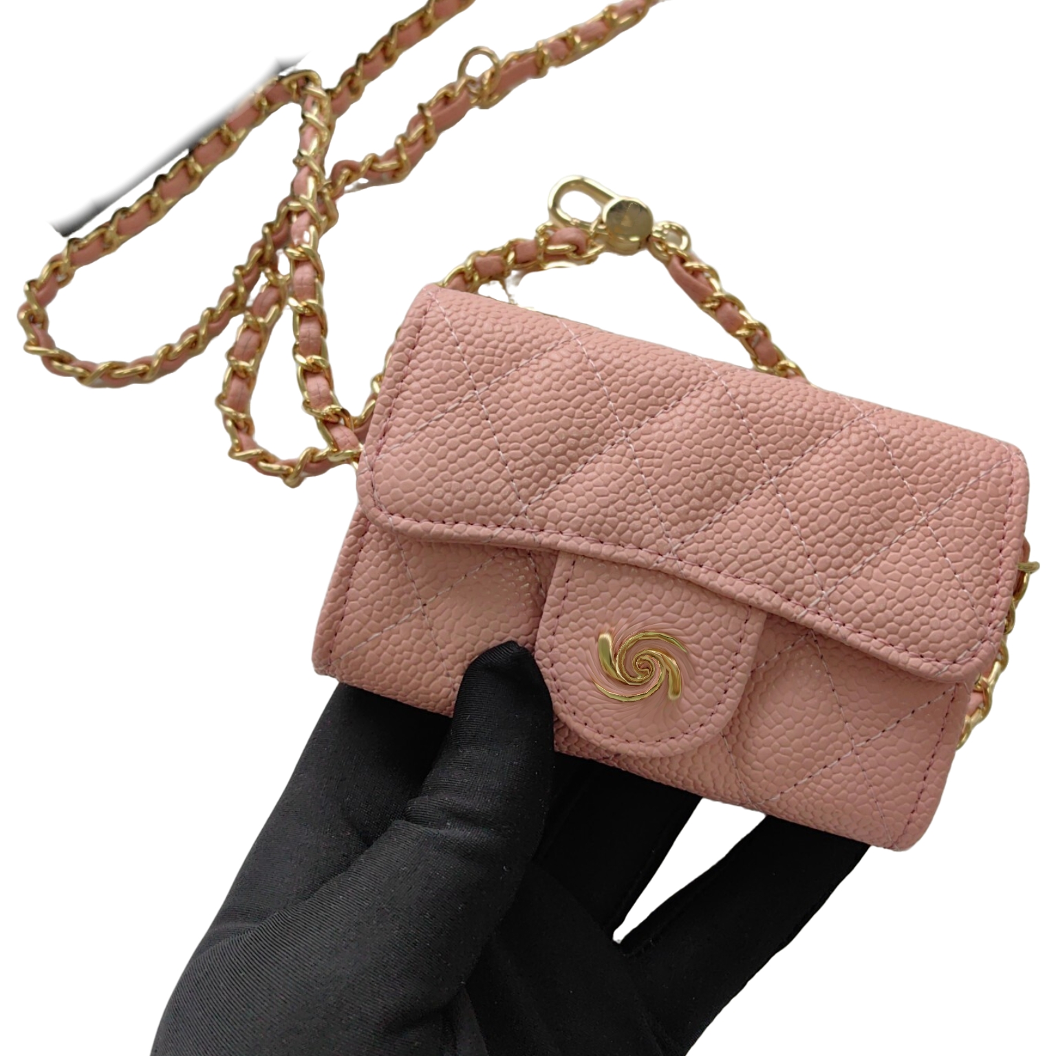 Lingge mini chain crossbody waist bag made of genuine leather CF multi slot women's coin purse 8937/08