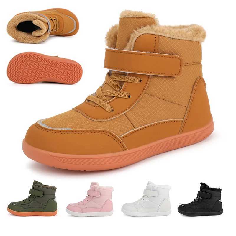 Kids Wide Toe Barefoot Snow BootsGirls Winter Minimst SneakersGirls Boys Warm Boot Toddler Little Big Kids W250407
