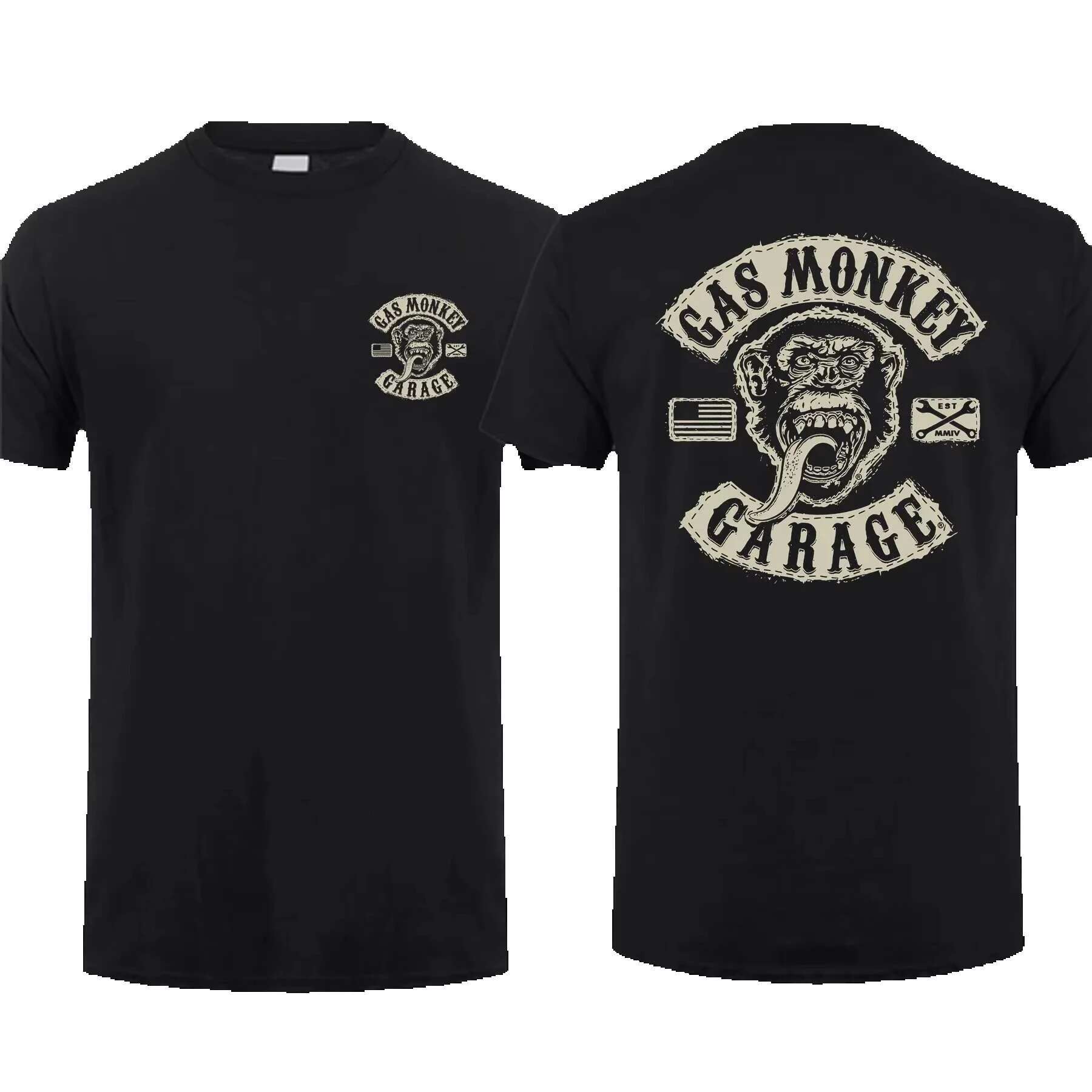 New men's double-sided Gas Monks garage printed cotton summer short sleeved round neck T-shirt oversized streetwear top