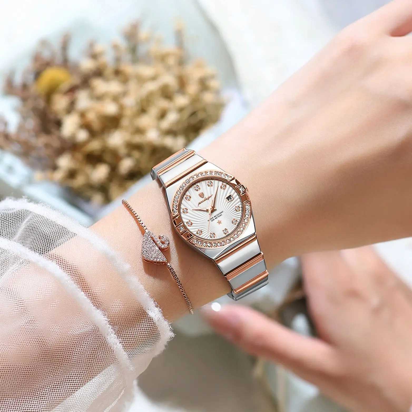 Poedagar Luxury Womens Watch Waterproof Luminous Date Stainless Steel Womens Quartz Watch Elegant and Simple Womens WatchT250408