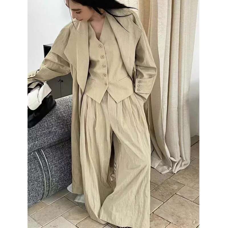 EOEN Fashion Solid Color Vest Set Woman High Quality Elegant Urious Trouser Suit Two-Piece Set 2025 For Summerladies