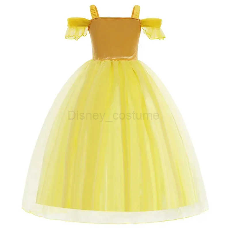 Disney Childrens princess costume Halloween beauty and beast cosplay Fancy Bella Dress childrens ball dress Belle costume girl X250408