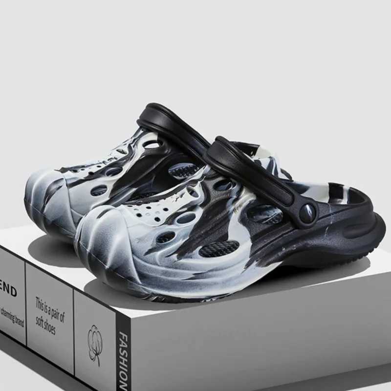 New Arrival Comwarm 2025 Mens New Clogs Sliding Block Fashion Camouflage Cave Garden Shoes Outdoor Non slip Beach Sliding Block Mens Casual Sandals T2