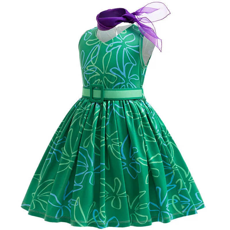 Disney Inside Out Joy Disgust Cosplay Costume Princess Dress+Wig For Kids Girls Halloween Carnival Birthday Happiness Dress Up X250408
