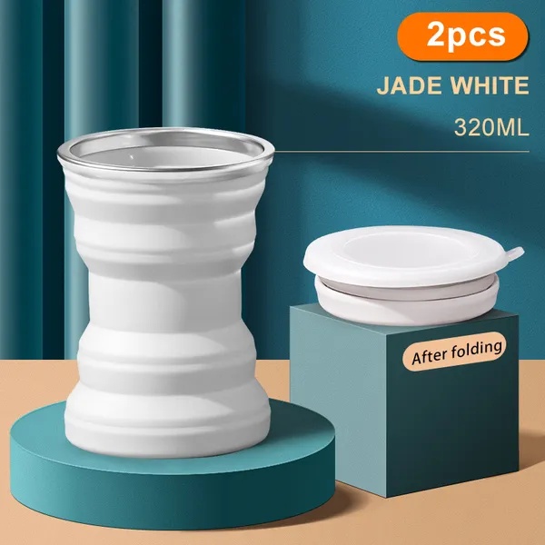 1/2pcs Portable Silicone Folding Water Cup Outdoor Heat Resistant Foldable Mug Collapsible Drinking Cups With Lid Travel Camping Z260202