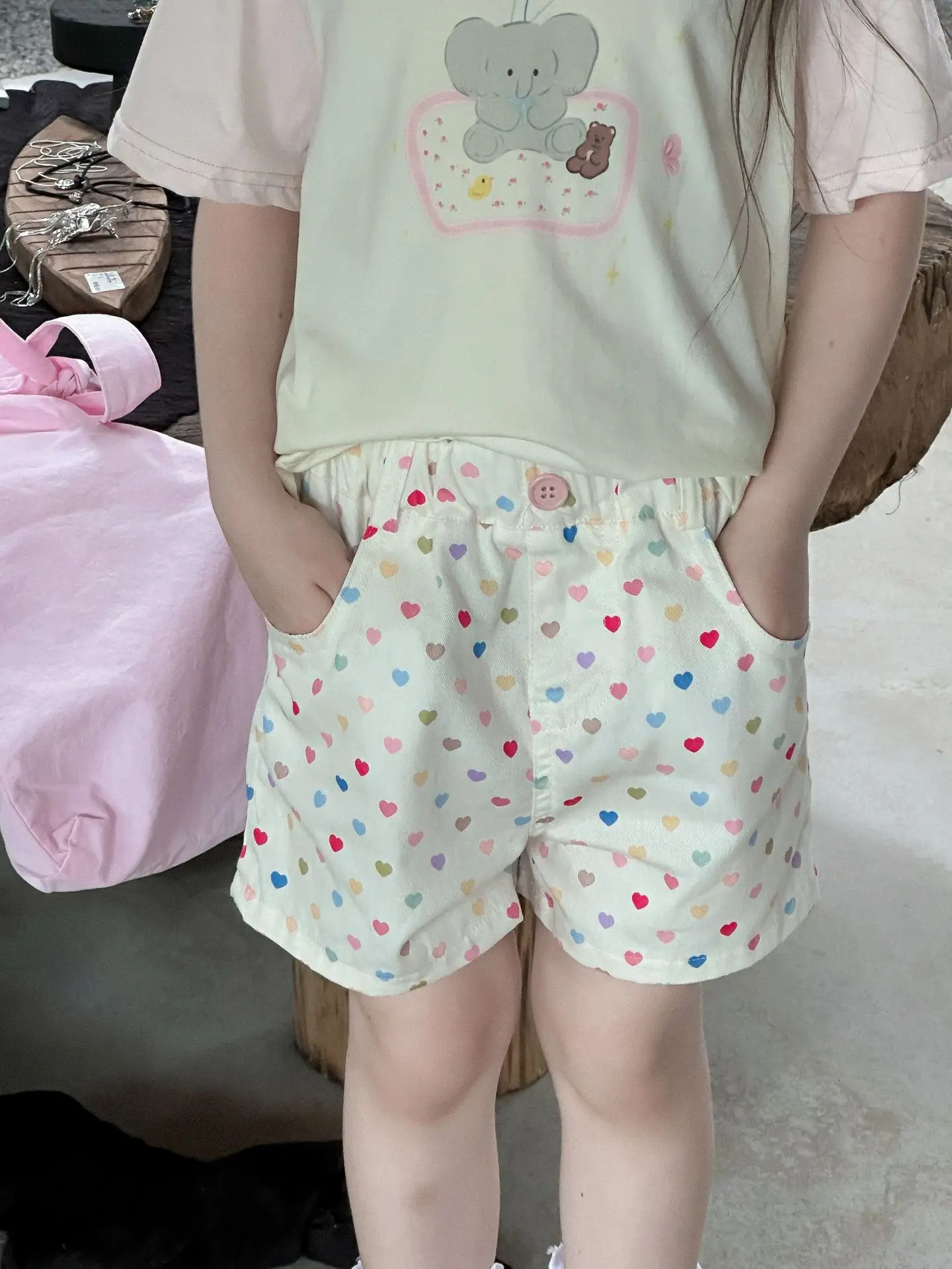 Summer Girls Shorts Cute Heart Shaped Printed Childrens Flower Shorts Cotton Baby Girls Casual Clothing Childrens Shorts 250408