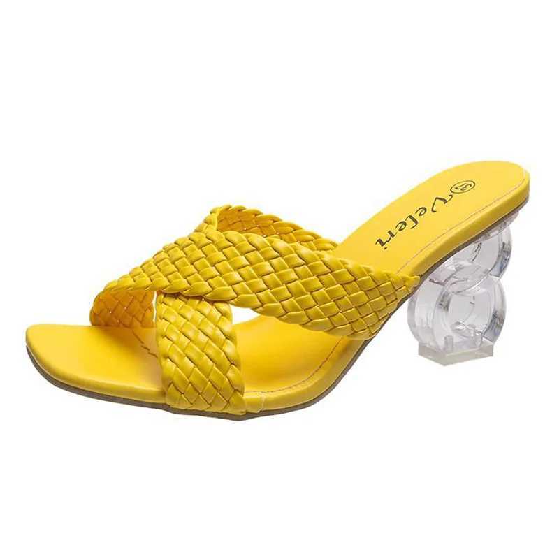 Summer womens sandals cross womens slippers sexy crystal high heels pump open toe sandals de Mujer Plus size 42 43 WSH4403XJ250407