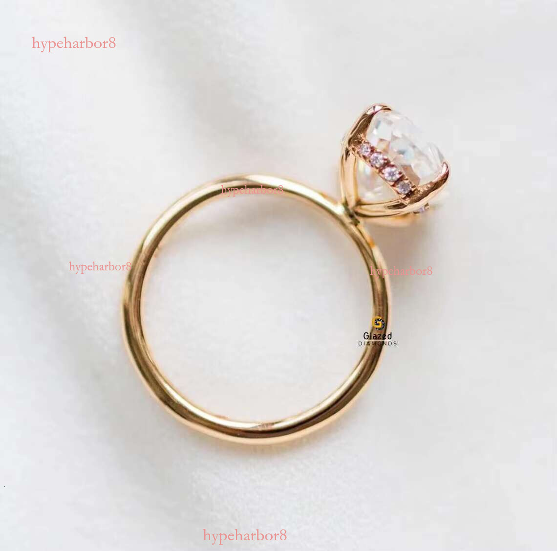 14x11mm oval cut silica VVs transparent hidden halo Hailey Bieber 10k female celebrity ring