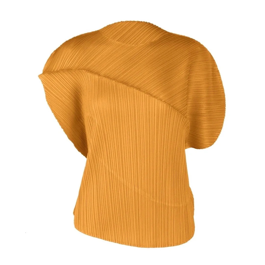 Miyake Pleats Arc er Irregular Two Piece Sets Pleated Skirts Short Sleeved Top Women Summer Fashion Causal Suits 250403