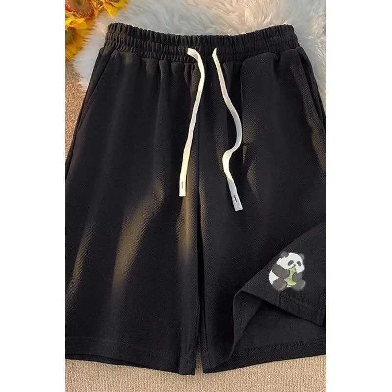Large size M-8XL mens basketball shorts cartoon panda print shorts drawstring casual loose oversized sports shortsXJ250407