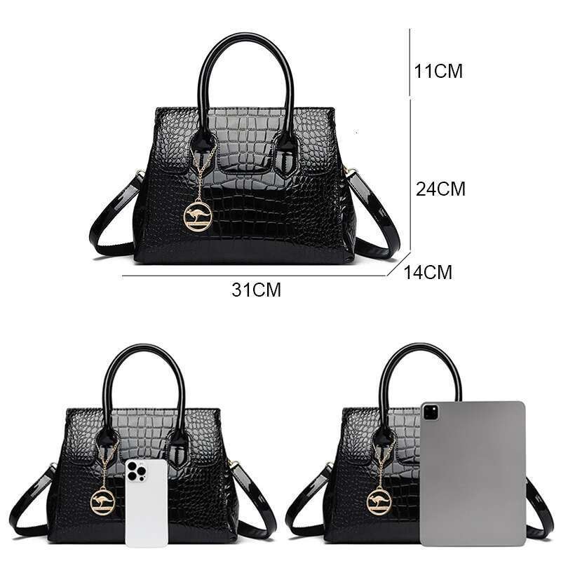 Women's Crocodile Pattern Handbag Fashionable Large-Capacity Vintage Commuter Business Multifunctional Tote Bag Sac