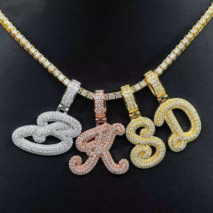 Hip hop jewelry chilled pure sier for men's silica letter name pendant