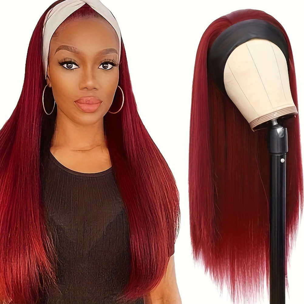 1Pc headband wig human hair bone straight hair wig fully machine made Peruvian hair wig suitable for black women 250407