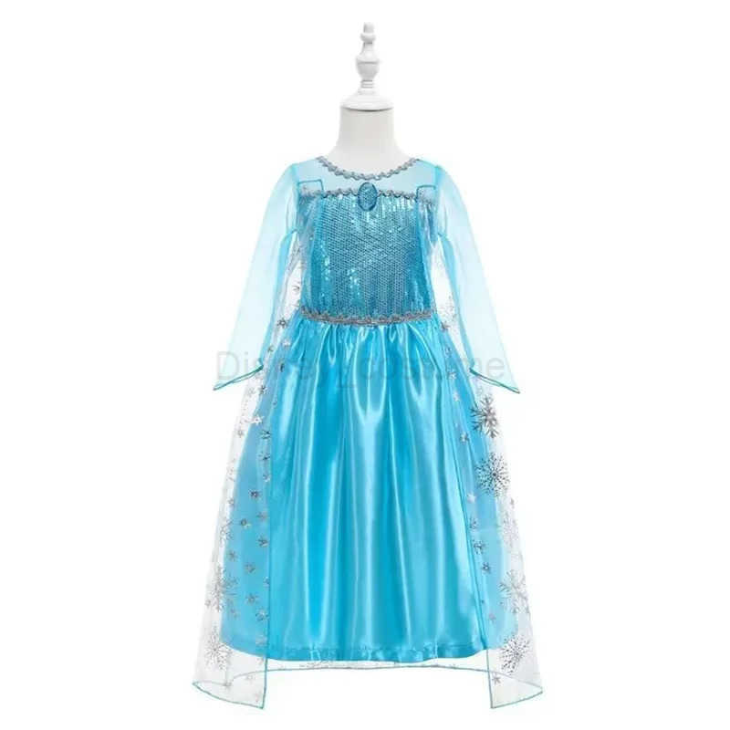 Disney 2025 Elsa Snow Queen Princess Dress Girl Costume Halloween Children Role Playing Carnival Childrens Birthday Party Dress X250408
