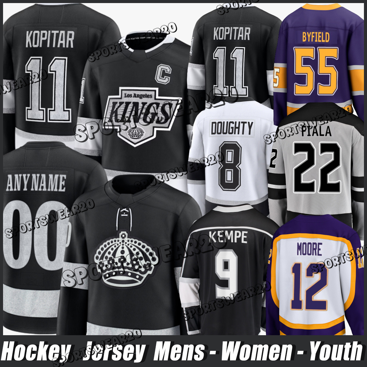 11 Anze Kopitar los angeles hockey jersey kingss jersey Adrian Kempe Drew Doughty Trevor Moore Kevin Fiala Quinton Byfield Phillip Danault Wayne Gretzky jerseys
