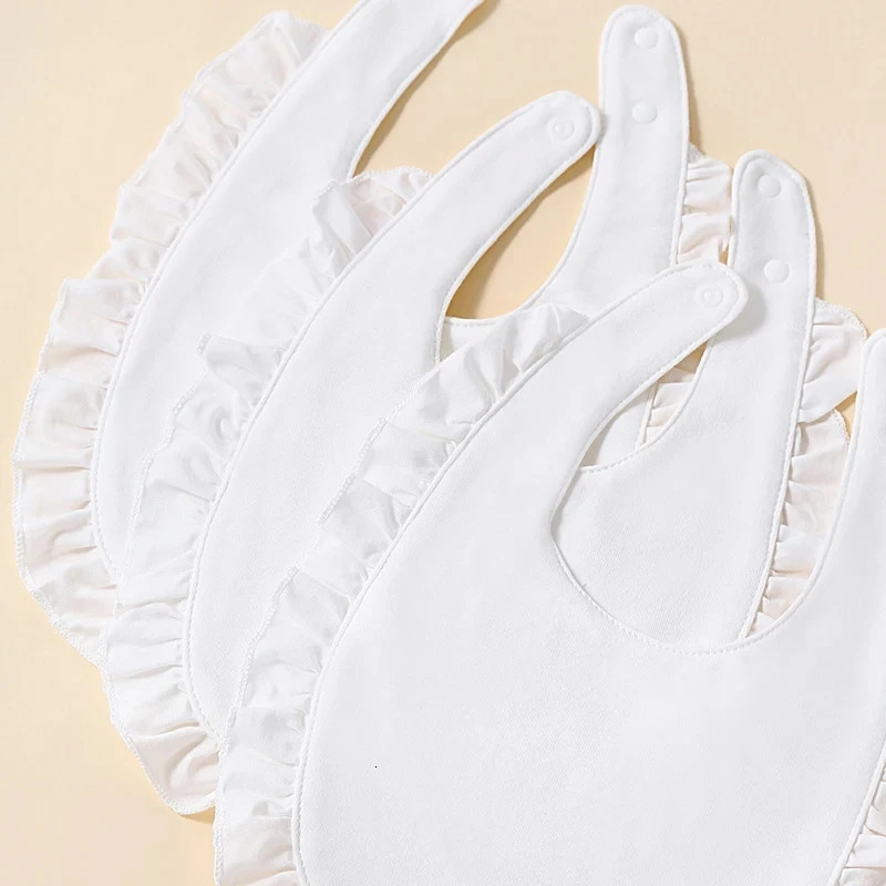 3 Pcs Baby Girls Saliva Towel 100% Cotton Soft Comfort Lace White Simplicity 0-2 Yeas Old 250408
