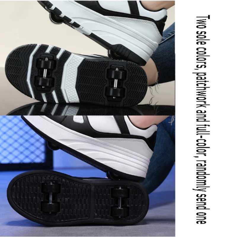 Four wheeled rolling shoes for boys and girls walking shoes casual outdoor sports slides and sprints school students pulling shoes sports shoes W25040