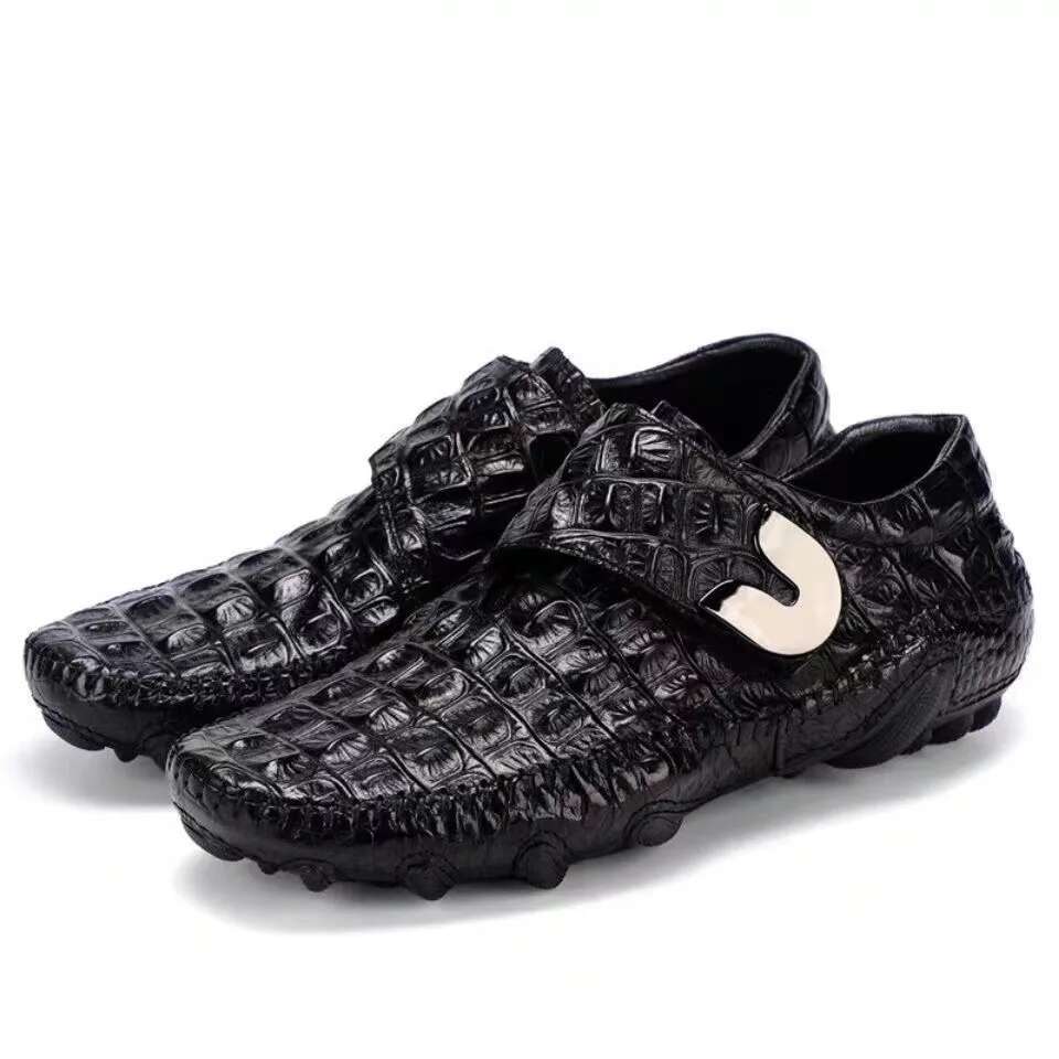 Driving Mens Genuine Loafer Cow Leather Crocodile Pattern Hasp Casual Shoes Atos Hombre