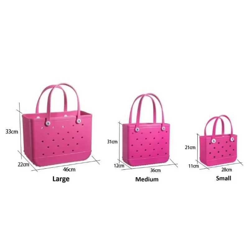 M/L/XL Fi Beach Bag EVA Rubber Waterproof Storage Basket Travel Shopping Handbag Wen Shoe Solid Color Handbag Y250408