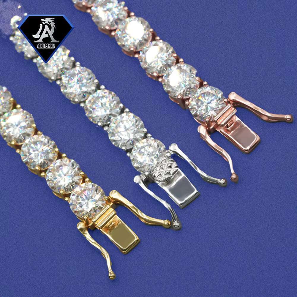 New Arrival S925 Sterling Silver D Color Super Sparkling Moissanite Tennis Necklace 6.5mm Luxury Pass Diamond Tester