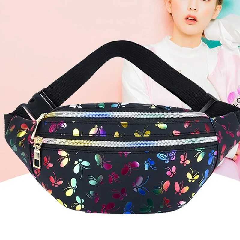 Leaf Printed Womens Waist Bag Large Capacity Fanny Pack Mens Belt Bag Womens Fashion Casual Canvas Travel Banana Bag Z250407
